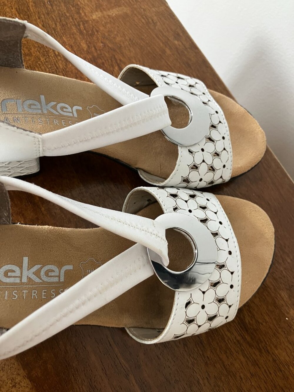 Rieker Women's White Sandals Block Heel Size 36